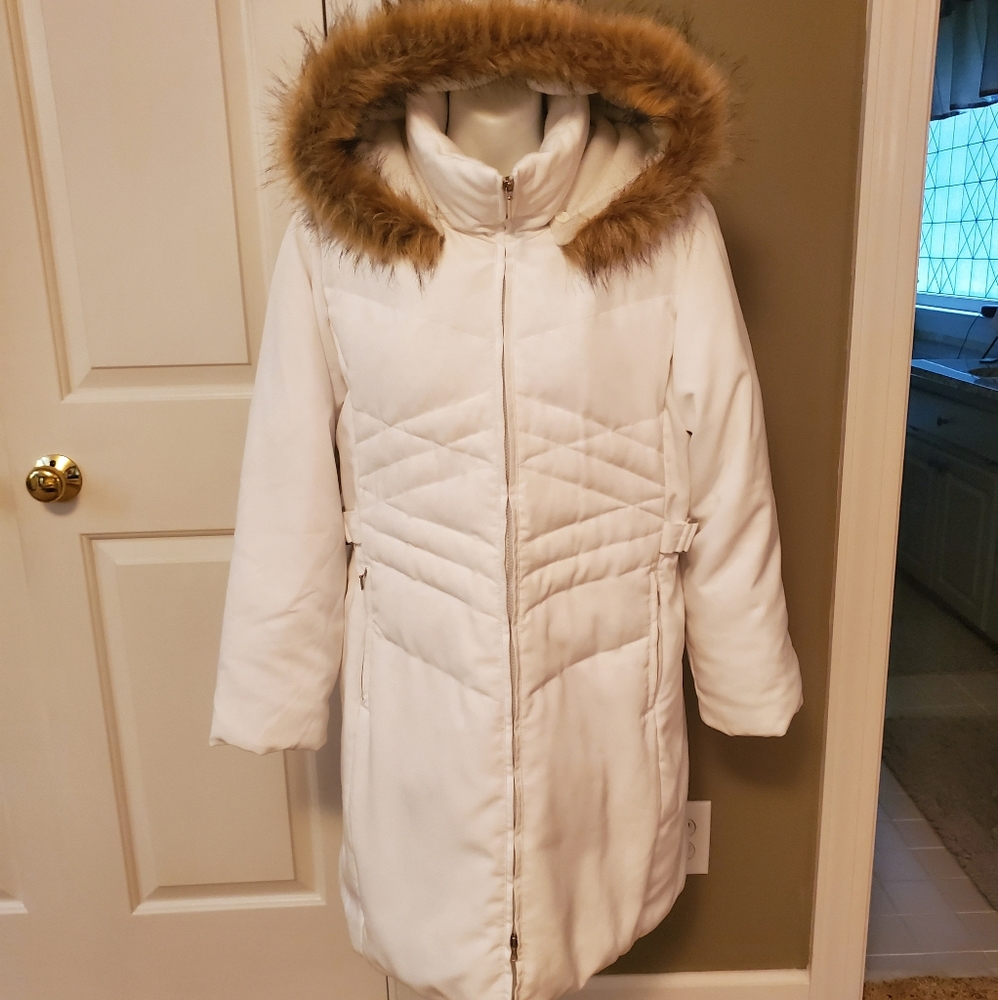 Centigrade Down Hooded Long White Coat Size S